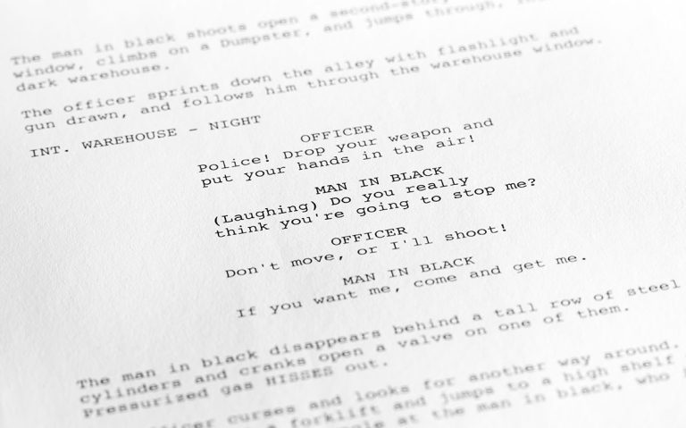 Screenplay close-up 1 (generic film text written by photographer