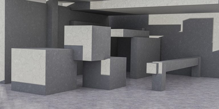 Abstract architecture concrete room interior 3d rendering